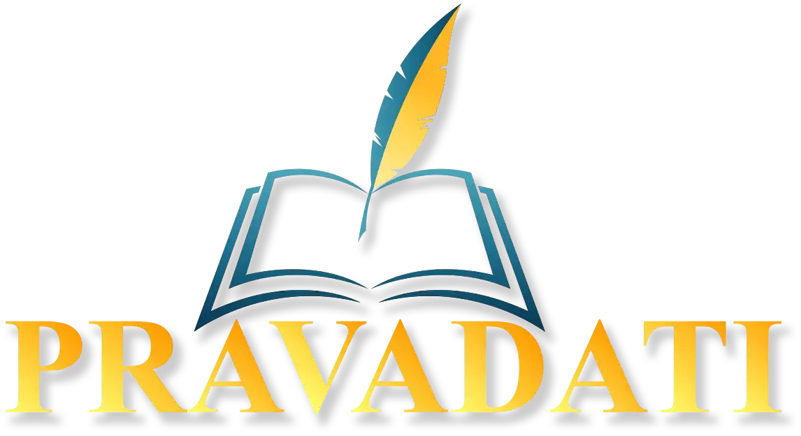 Open book and quill logo with yellow and blue gradient. Text reads 