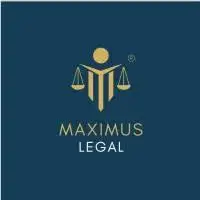 Gold legal scales logo on a dark green background with text 