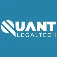 Logo of Quant LegalTech on a blue background, displaying the company name in white text with a stylized 