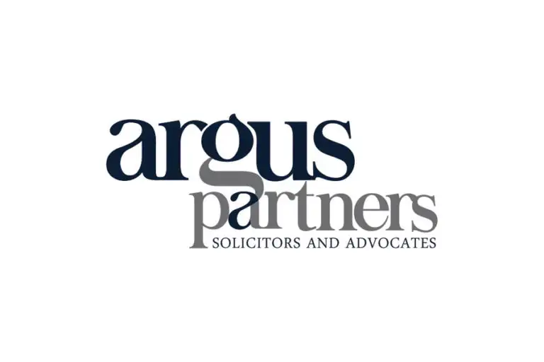 Logo of Argus Partners with dark blue and gray text that reads