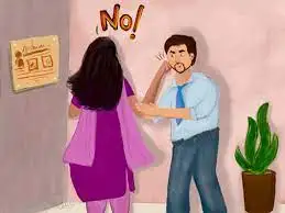 A woman in a purple outfit says 