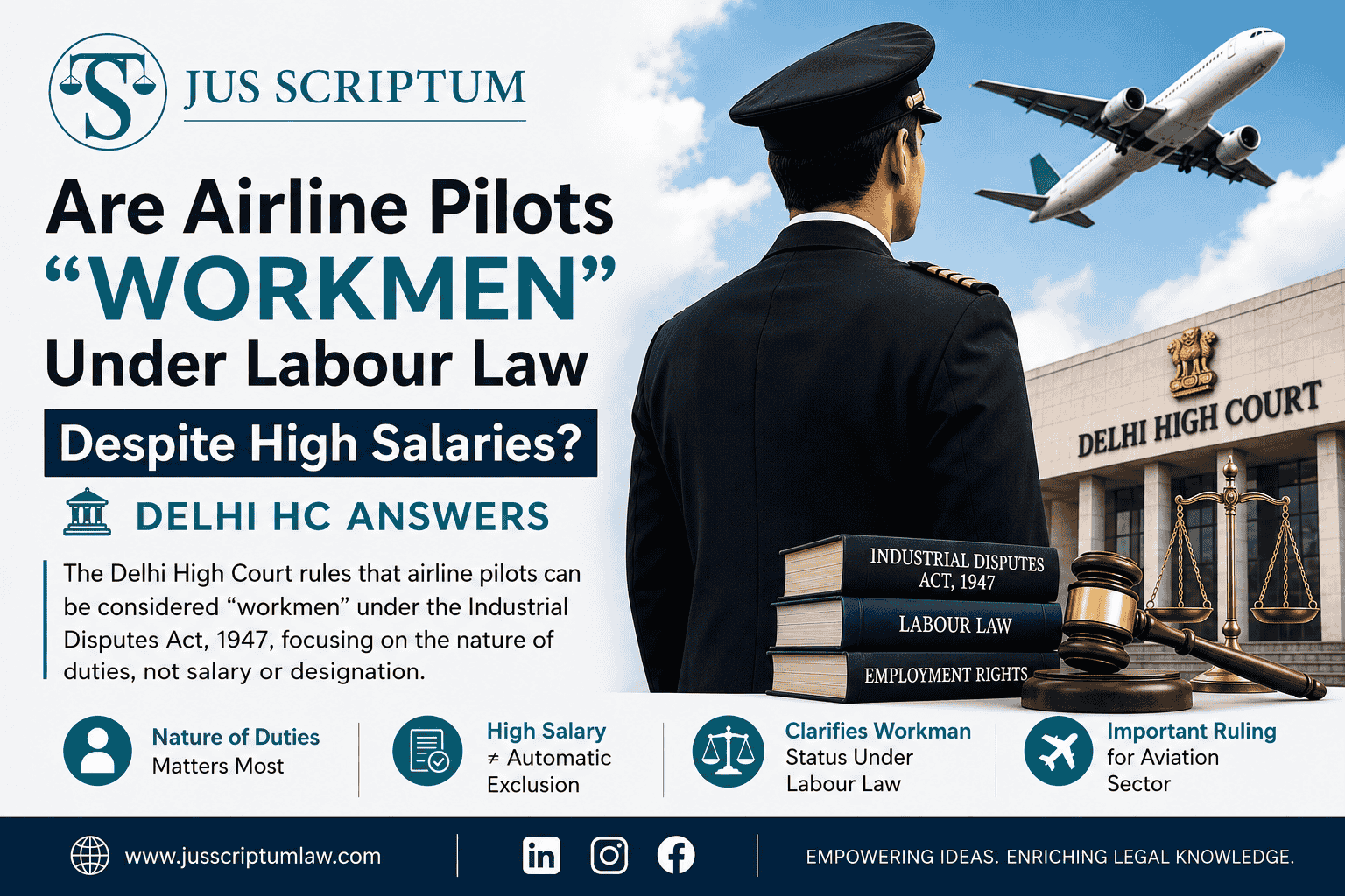 Are Airline Pilots “Workmen” Under Labour Law Despite High Salaries?
